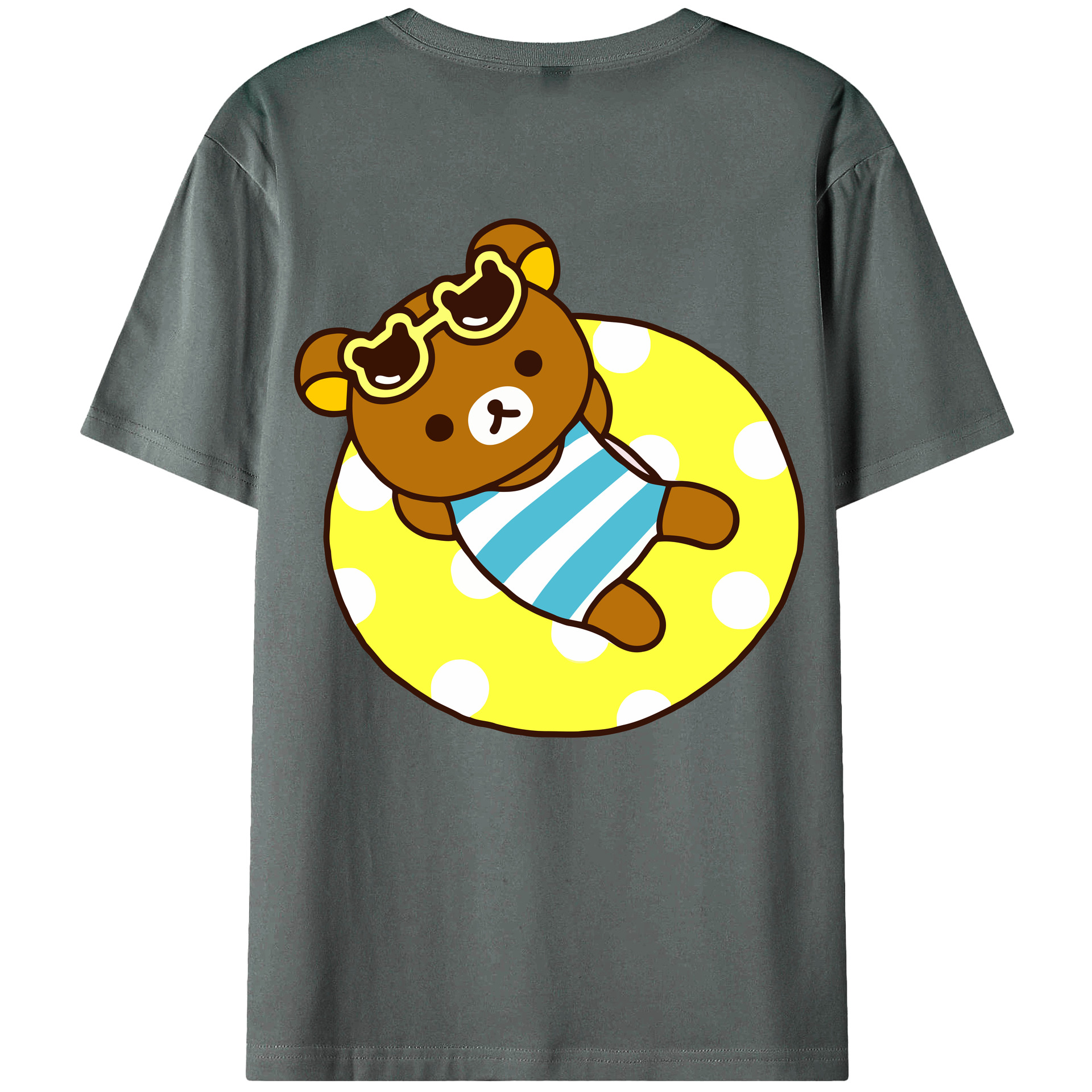 （画像用） リラックマ リラックマ キイロイトリ Rilakkuma Korilakkuma Kiiroitori 綿100％ メンズ半袖Tシャツ（バックプリント） 通気性